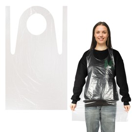 MAQIHAN 50 Plastic Disposable Aprons Adults - 3ft/95cm Thick Plastic Aprons Waterproof Kids Painting Smocks Eating Bibs Elderly Hair Dye Tattoo Grooming Baking Cooking Dishwashing Kitchen Restaurant