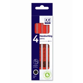 Design Group Pack of 4 Smooth Ink Flow Hardwearing Plastic Nib Handwriting Pens Black