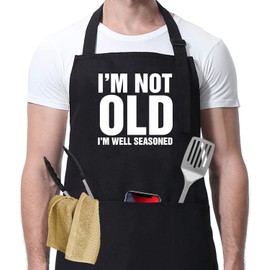HTDesigns I'm Not Old I'm Well Seasoned - Men's Apron - Women's Apron - Bbq Apron - Funny Apron - Grilling Apron - Baking Apron - Kitchen Apron - Men's Gift