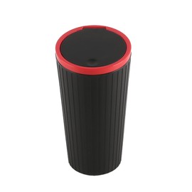 FONGKNOX 2PCS Car Trash Can - Practical Mini Trash Can, Car Trash Can with Lid, Waterproof and Odor-resistant, with Trash Bag (Black + Red)
