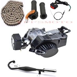 Unbranded 47cc 49cc 2 Stroke Engine Motor Kit Pull Start Exhaust Pipe for ATV Quad Go Kart