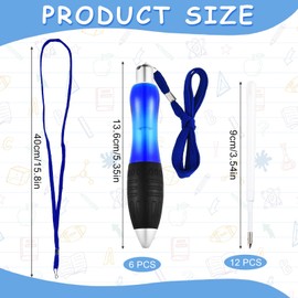 BORISCA 12+6 PCS Big Fat Ballpoint Pens, 6 PCS Big Fat Heavy Weighted Pens + 12 Replacement Pens 6 Colours Lanyard Handwriting Pen Easy to Grip Suitable for the Elderly, Arthritis, Hand Tremor People