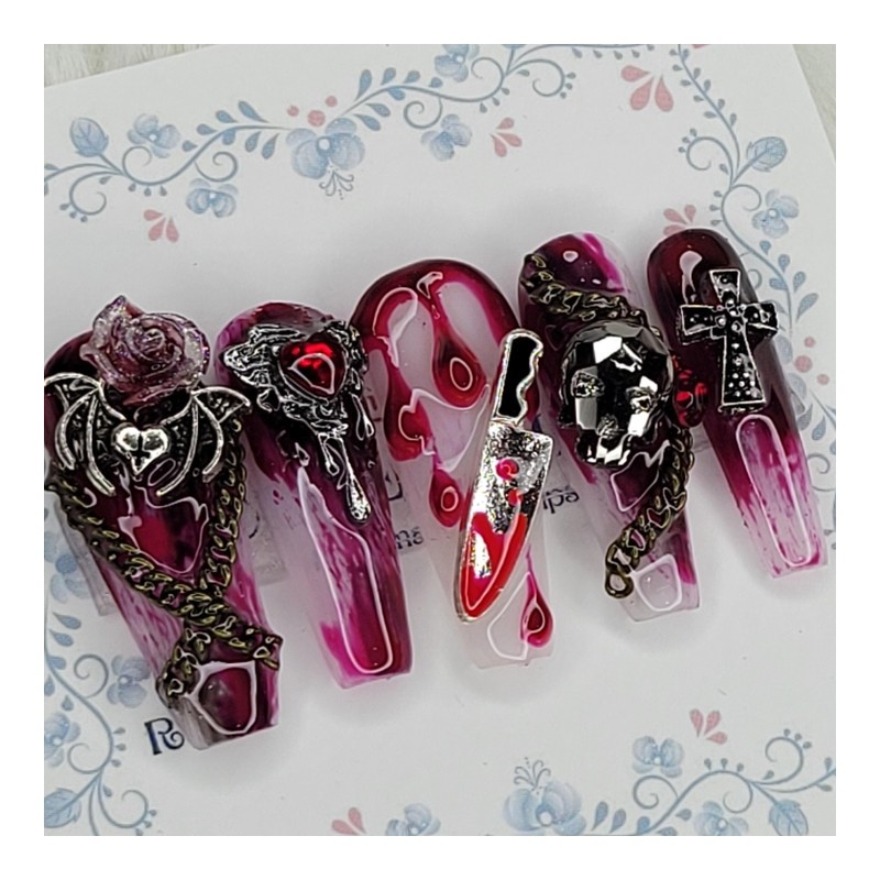 Halloween Horror Homemade Nail Tips - Water Drops / 할로윈