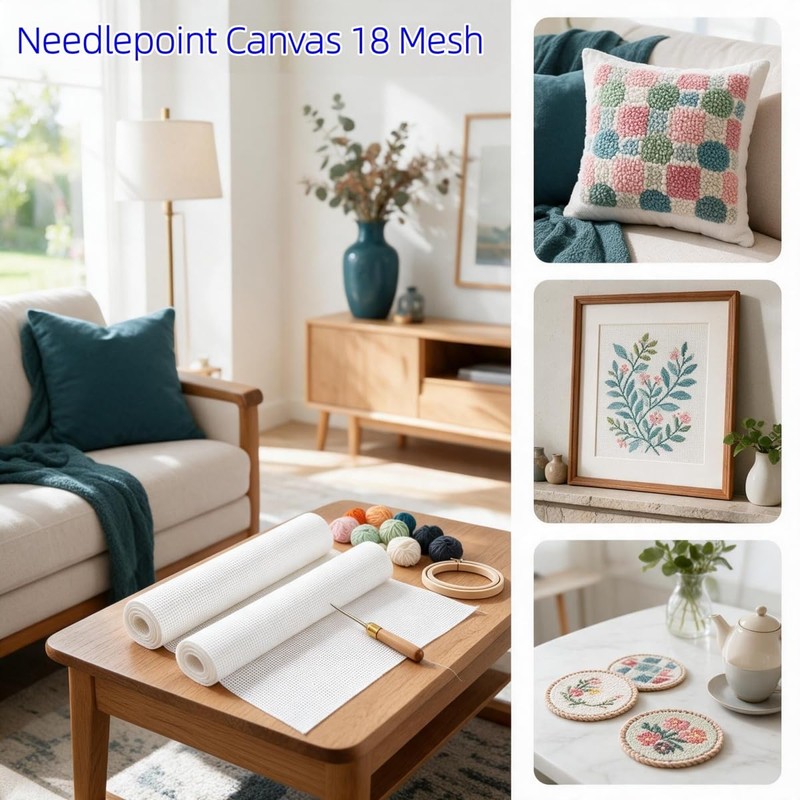 2 Pack 18 Mesh Needlepoint Canvas Cross Stitch Fabric Canvas