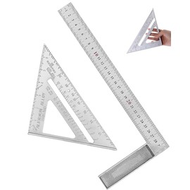 2 Piezas Escuadras Para Carpintero, Escuadra, Escuadra Carpintero, Regla Metalica, Escuadra Rapida, Regla Cuadrada En L(12"),Regla Triangular(7") Herramienta De DiseñO De MedicióN