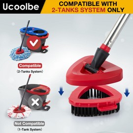 Ucoolbe - cepillo para polvo giratorio para fregona compatible con el sistema O-Cedar RinseClean de 2 tanques, cepillo para polvo para fregona giratoria de repuesto para baño, cocina, azulejos de