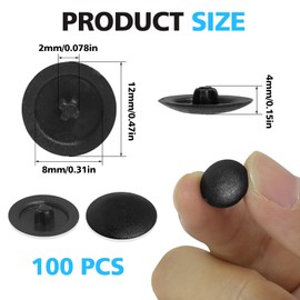 FunWorth Pack of 100 Screw Covers, Decorative Caps for Phillips Screws (12 mm), Waterproof and Corrosion Protection for 7-8 mm Furniture Screws (Black-100 Pieces)