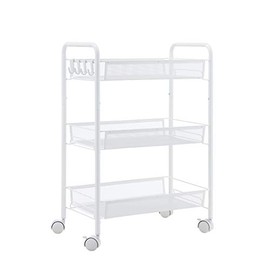JANE EYRE 3-Tier Rolling Utility Storage Rack Cart on Wheels, Trolley Craft cart, Multi-Purpose Organizer Shelf, White