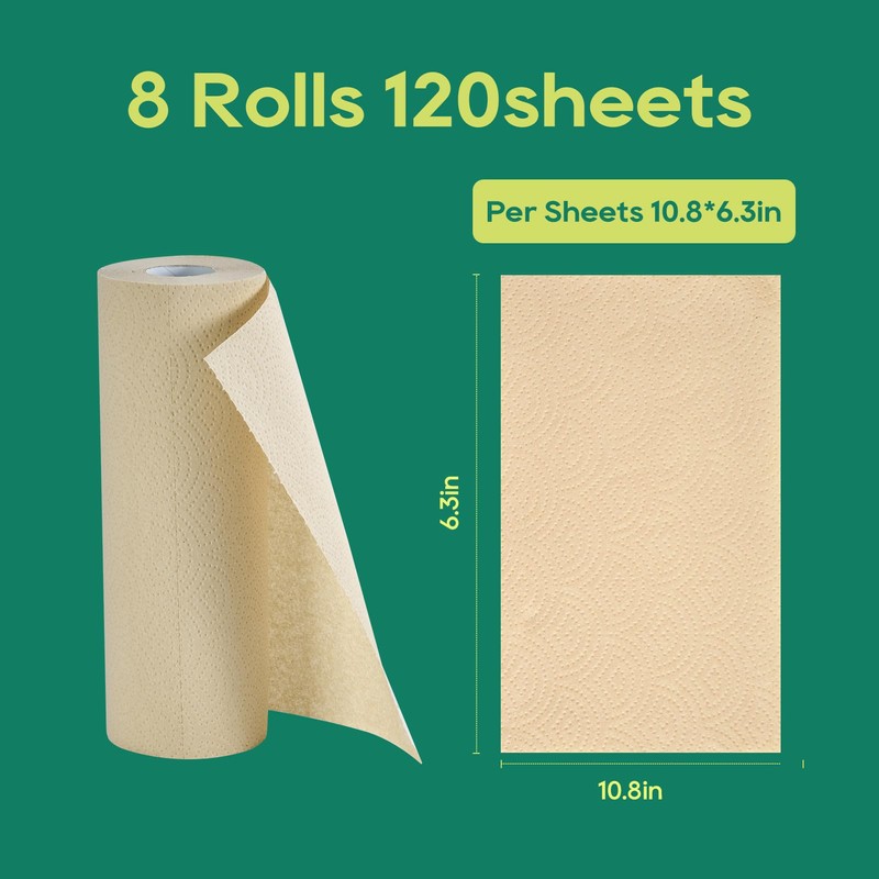 ECOlipak Paper Towels - 8 Rolls, 2 Ply 120 Sheets-