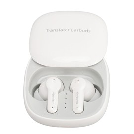 Denash Multifunction Translator Earbuds, 144 Language Real Time Translation with Bluetooth 5.0, Touch Control & Noise Cancellation for Travel, Business (White)