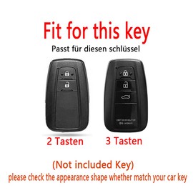 HIBEYO Smart Car Key Case Fits Toyota Protective Key Case Cover TPU for Camry Prius CHR Prius Prime Corolla Yaris Key Ring Key Box Key Fob 2 Buttons (Red)