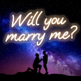 Will You Marry Me Neon Sign, Marry Me Light Up Letters for Wedding Proposal Decorations, Warm White, 16.5 x 8.3 inch