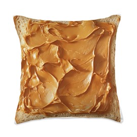Peanut Butter Toast Realistic Food Breakfast Bread Lovers Throw Pillow