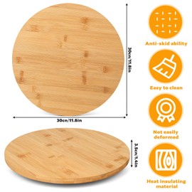Wood Rotating Serving Trays, 11.8" Bamboo Serving Platter Plate, 360 Degree Rotation Round Wooden Boards for Serving Food, Wooden Lazy Susan Turntable for Dining Table Kitchen Appetizer Tea Trays