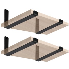 4 Pack - 7.25" L x 4" H x 1.5" W J Lip Shelf Brackets Rustic Farmhouse Iron Wall Floating Shelf Bracket Metal Shelf Bracket Industrial Shelf Supports with Screws Black