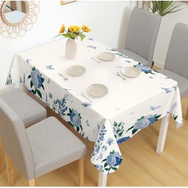 iEvery Hydrangea Flowers Tablecloth Rectangular Wipe Clean Table Cloth Polyester Waterproof Circular Table Cover Wipeable for Home Dinning Kitchen Garden Picnic Patio Party Outdoor, 140x180cm