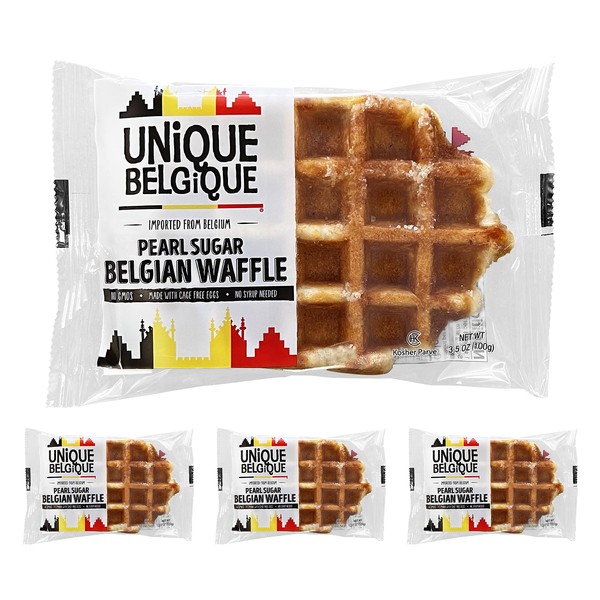 Authentic Imported Pearl Sugar Belgian Waffles (Traditional, [4x] 100g Waffles)