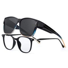 LVIOE Snap Shades Fit Over Sunglasses Solar Shields Wrap Around Over Glasses Sun Glasses Polarized UV400 Protection LS3022-1