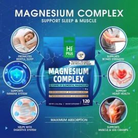 Magnesium Complex Supplement – 1200 mg, 10 Magnesium Forms, 120 Capsules