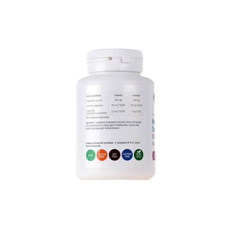 Aliness Magnesium Taurate with Vitamin B6, 100 Vegan Capsules