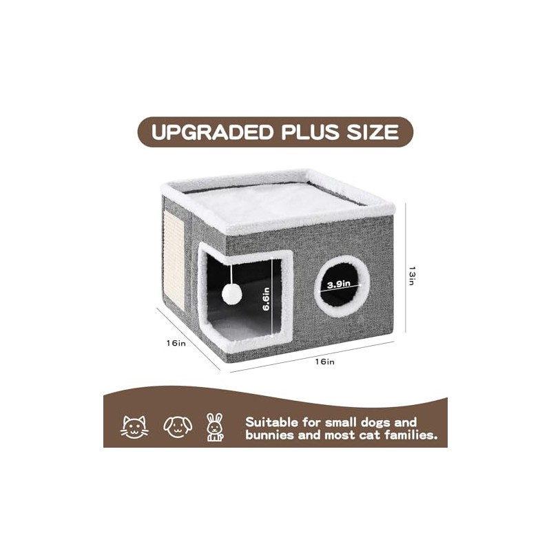 Cat Beds for Indoor Cats, Large Cat Cave with Fluffy