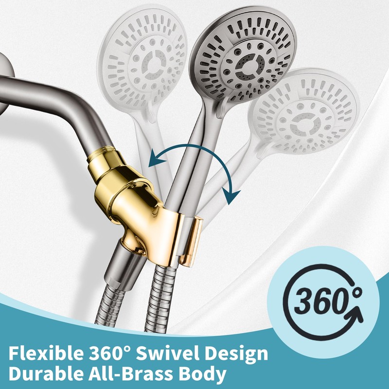 BRIGHT SHOWERS All Metal Handheld Shower Head Holder, Adjustable Shower