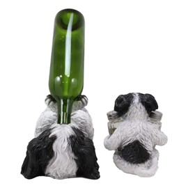 Ebros Gift Realistic Adorable Pooch Shih Tzu Mini Toy Breed Dog Decorative Glass Salt Pepper Shakers And Wine Bottle Holder Figurine Set Pet Pal Dogs Kitchen Helper Organizer Accent Statues