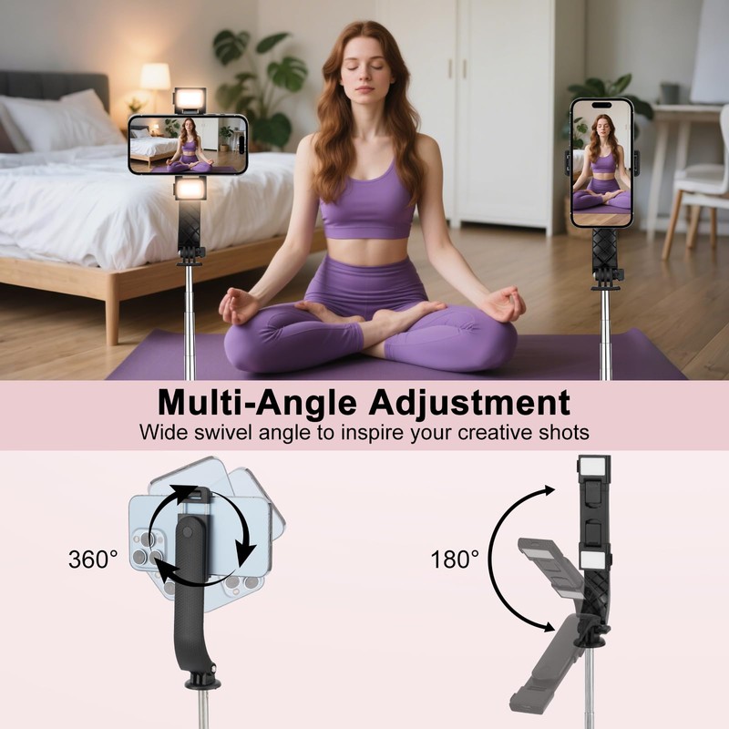 Vemfay 2 in 1 Selfie Stick Anti Shake Retractable Bluetooth