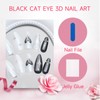 GlamRays 24 Piece Black Cat Eye Almond Faux Nails with