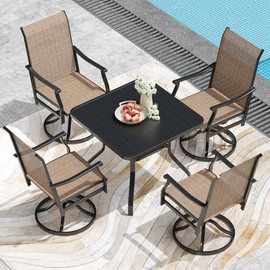 Soohow Patio Dining Table 35"x35", Square Outdoor Dining Table with 1.57" Umbrella Hole, Metal Outdoor Furniture for Patio, Graden, Backyard and Poolside, Weather-Resistant