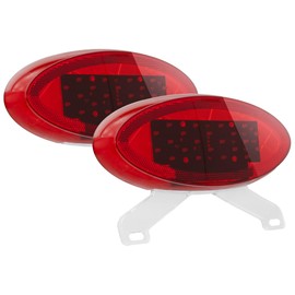 RecPro RV LED Tail Light | Trailer Brake Light | Surface Mounted Vertical/Horizontal | Red 9 in. Oval | Stop/Turn/Tail/Rear | Made in USA | 2 Pack (With License Plate Bracket)