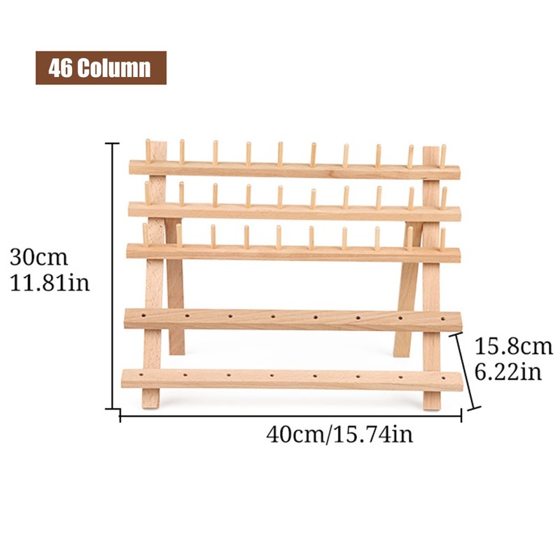 JasCherry Wooden Thread Spool Holder for Storing 46 Thread Spools