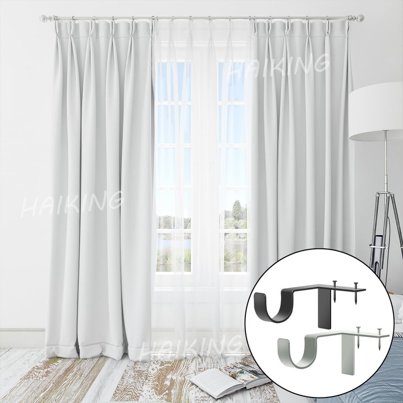 HAIKING Curtain Rod Bracket, 4 PCS Adjustable Curtain Rod Holders