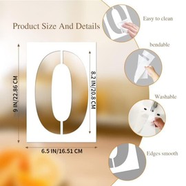 Hunken 9 IN/22.9 CM Large Number Stencils Set (0-9), 10 Pcs Reusable Plastic Templates for Painting, Curb Address Numbers, Mailbox, Road Signs, Doors, Cars, Trucks, Windows, Games & More