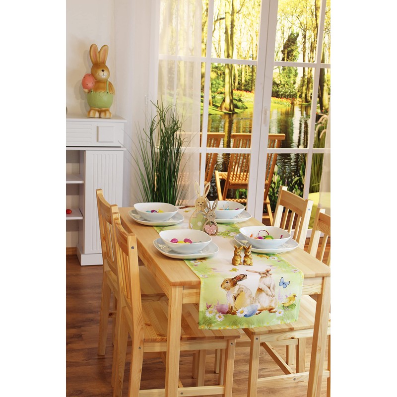 KAMACA Runner playful rabbits high-quality print motif with cute bunnies