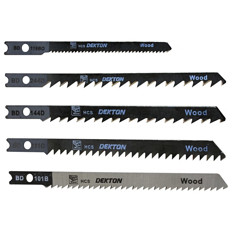 DEKTON DT80915 5 piece Jigsaw Blade Set, 50mm and 75mm