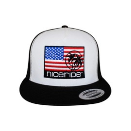 NICERIDE Pride US Flag Classic 6006 Snapback Trucker Baseball Hat Black/White/Black