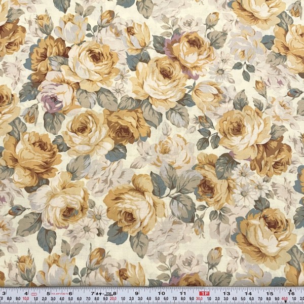 Jo-Ann Florals on Cream JoAnn Store Cotton Fabric by the