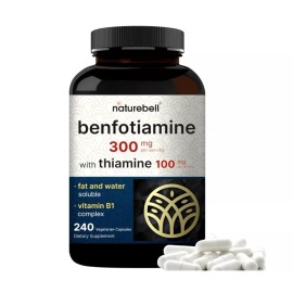 NatureBell Benfotiamine 300mg with Thiamine (Vitamin B1) 100mg, 240 Veggie capsules