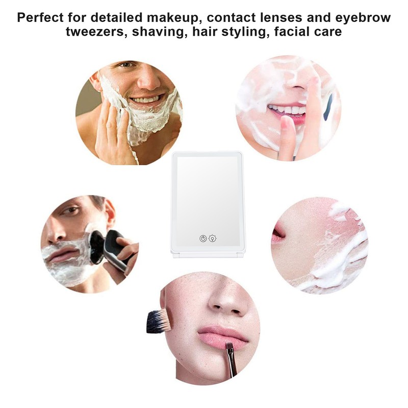 LED Makeup Mirror 3X Magnifying Lighted Compact Rechargeable Portable for