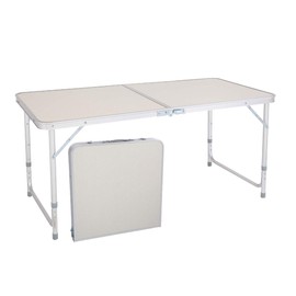 Aoerte Aluminum Folding Table, 4Ft Adjustable Height Lightweight Portable Camping Table for Picnic Beach Outdoor Indoor, 47.2" x 23.6" x 21.7" (M)