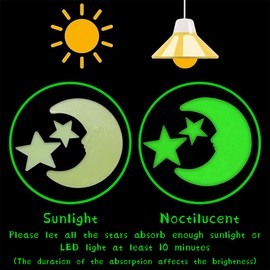 24 Pcs 3D Glow in the Dark Moon Stars Stickers Luminous Fluorescent Stickers DIY Wall Ceiling Stickers for Baby Nursery Living Room Decoration