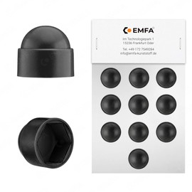 EMFA Pack of 20 Hexagonal Protective Caps for Screws M10 (Wrench Size 17) Screw Caps Black Screw Cover Screws and Nuts Cover Caps Plastic Caps for Screws