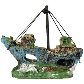 SLOME Aquarium Resin Boat Ornament - Fish Tank Shipwreck Decorations Sunken Ship Ornament,Aquarium Ornament for Freshwater Saltwater Tanks
