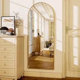 HARRITPURE HARRITPURE 56"x21"Full Length Mirror Arch Floor Mirrors with Aluminum Alloy Frame Free-Standing Wall Mounted or Leaning Large Bedroom Dressing Mirror Modern & Contemporary Decor for Home,Gold