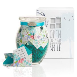 KindNotes Glass Keepsake Gift Jar with Positive Thoughts - Fresh Cut Floral Design