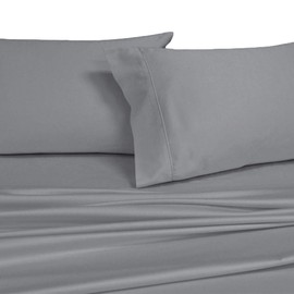 Royal's Solid Gray 1000 Thread Count 5pc Split-King: Adjustable King Size Bed Sheet Set 100% Cotton, Sateen Solid, Deep Pocket