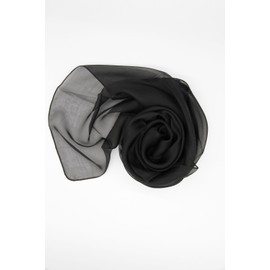 Instyle Japan 100% Silk Scarf, Small, Size S, 37.4 x 25.6 inches (95 x 65 cm), Bandanna, Bag, Neckerchief, Pocket Square, Bottom of Neck, Warm, Available in 24 Colors - blk