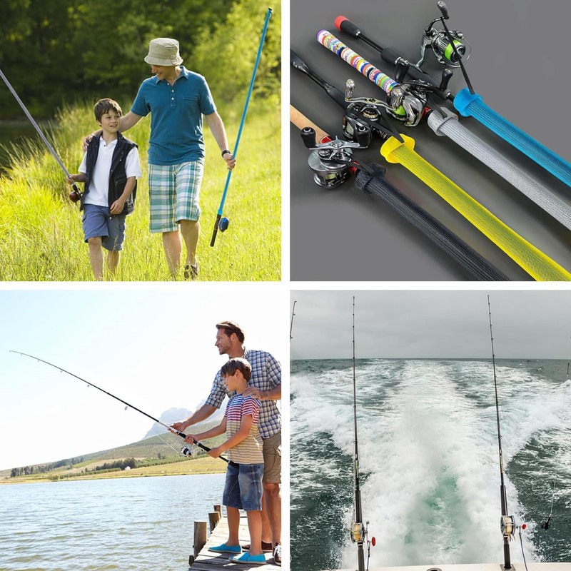 6 PCS 7ft Braided Mesh Fishing Rod Sleeve Protector |