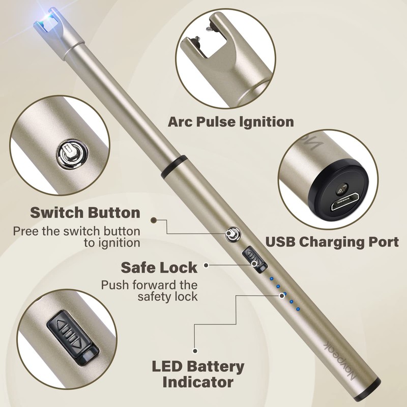 Navpeak Electric Candle Lighter Windproof USB Rechargeable Flameless Long Neck